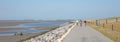 Cyclists cycling on a dyke