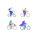 Cyclists illustrations set Royalty Free Stock Photo