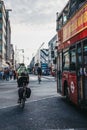 Cyclists on Oxford Street, London, UK.