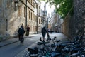 Cyclists and pedestrians on the street of Oxford, England Royalty Free Stock Photo
