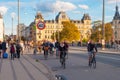 Cyclists on Queen Louises bridge in Copenhagen Denmark Royalty Free Stock Photo
