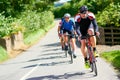 Cyclists racing on country roads