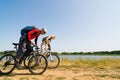 Cyclists relax biking outdoors Royalty Free Stock Photo