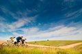 Cyclists relax biking outdoors Royalty Free Stock Photo