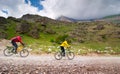 Cyclists relax biking outdoors Royalty Free Stock Photo