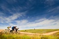 Cyclists relax biking outdoors Royalty Free Stock Photo