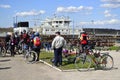 Cyclists relax biking outdoors Royalty Free Stock Photo