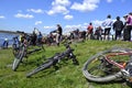 Cyclists relax biking outdoors Royalty Free Stock Photo