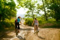 Cyclists relax biking outdoors Royalty Free Stock Photo