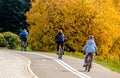 Cyclists ride on the bike