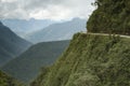 Cyclists riding on the Death Road - the most dangerous road. Royalty Free Stock Photo