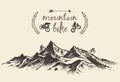 Cyclists riding mountain hand drawn bike vector