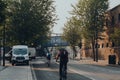 Cyclists on the road in Camden, London, UK, motion blur Royalty Free Stock Photo