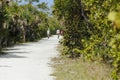 Cyclists on sandy trail