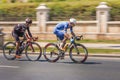 Cyclists sprints during the race