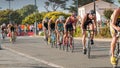 Cyclists straight for a road bike race Royalty Free Stock Photo