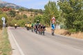 Cyclists during three weeks cycling race La Vuelta, Spain