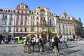 Cyclists and Tourists in Old Town Square, Prague, Czech Republic Royalty Free Stock Photo