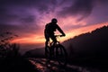 Cyclists traverse mountains at dusk, capturing the serene evening beauty
