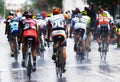 Cyclists from various teams cycle Royalty Free Stock Photo