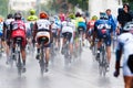 Cyclists from various teams cycle Royalty Free Stock Photo