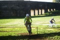 Cyclo cross competitor in a race Royalty Free Stock Photo