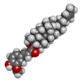 Cycloartenyl ferulate or oryzanol A molecule. Major component of gamma-oryzanol rice bran oil. 3D rendering. Atoms are Royalty Free Stock Photo