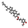 Cycloartenyl ferulate or oryzanol A molecule. Major component of gamma-oryzanol rice bran oil. 3D rendering. Atoms are Royalty Free Stock Photo