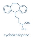 Cyclobenzaprine muscle spasm drug molecule. Skeletal formula.