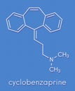 Cyclobenzaprine muscle spasm drug molecule. Skeletal formula.