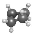 cyclobutane cyclic alkane cycloalkane molecule.