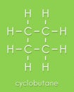 cyclobutane cyclic alkane cycloalkane molecule. Skeletal formula.