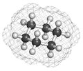 Cyclohexane chemical solvent molecule.