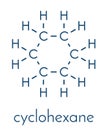 Cyclohexane chemical solvent molecule. Skeletal formula. Royalty Free Stock Photo