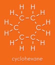 Cyclohexane chemical solvent molecule. Skeletal formula.