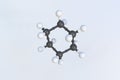 Cyclohexane molecule, isolated molecular model. 3D rendering Royalty Free Stock Photo