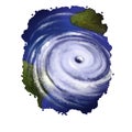 Cyclonic storm digital art illustration of natural disaster. Strong wind artwork with dramatic tornado. Stormy weather, hurricane