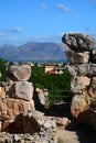 The cyclopean walls of Tiryns - Peloponnese. mountain view