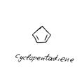 Cyclopentadiene molecule formula. Hand drawn imitation of cyclopentadiene structural model Royalty Free Stock Photo