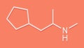 Cyclopentamine nasal decongestant drug molecule largely discontinued. Skeletal formula.