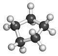 Cyclopentane cycloalkane molecule. Used in refrigerators and freezers and for many other purposes.