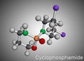 Cyclophosphamide, cytophosphane, CP molecule. It is alkylating agent used in the treatment of several forms of cancer. Molecular