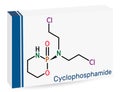 Cyclophosphamide, cytophosphane, CP molecule. It is alkylating agent used in the treatment of several forms of cancer. Skeletal