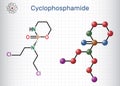 Cyclophosphamide, cytophosphane, CP molecule. It is alkylating agent used in the treatment of several forms of cancer. Structural