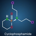 Cyclophosphamide, cytophosphane, CP molecule. It is alkylating agent used in the treatment of several forms of cancer. Structural