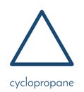 Cyclopropane cycloalkane molecule. Used as anaesthetic. Skeletal formula. Royalty Free Stock Photo