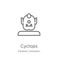 cyclops icon vector from fantastic characters collection. Thin line cyclops outline icon vector illustration. Outline, thin line