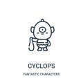 cyclops icon vector from fantastic characters collection. Thin line cyclops outline icon vector illustration Royalty Free Stock Photo