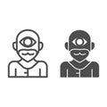 Cyclops Monster line and solid icon, fairytale concept, Mythical Creature with one eye sign on white background, Cyclops