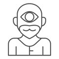 Cyclops Monster thin line icon, fairytale concept, Mythical Creature with one eye sign on white background, Cyclops icon